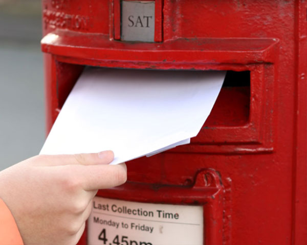 PR Tutorial Posting stamped test items at Royal Mail postboxes